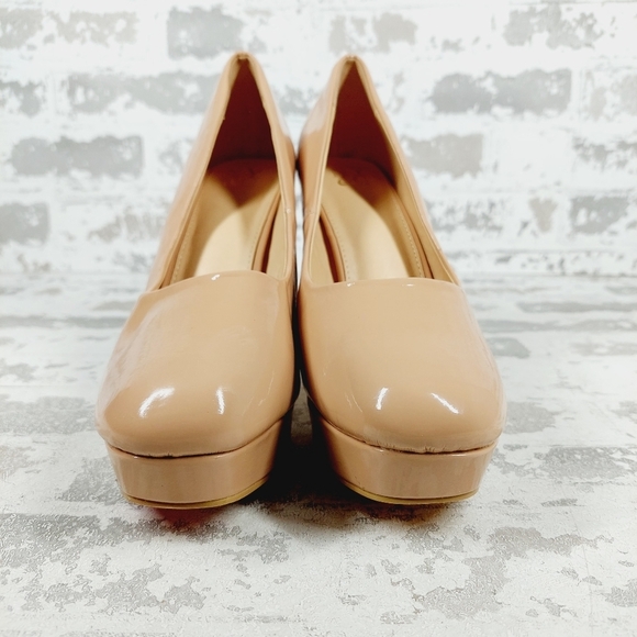 NEW New York & Company Tan Nude Slip On Platform High Heels W631 - Picture 3 of 12